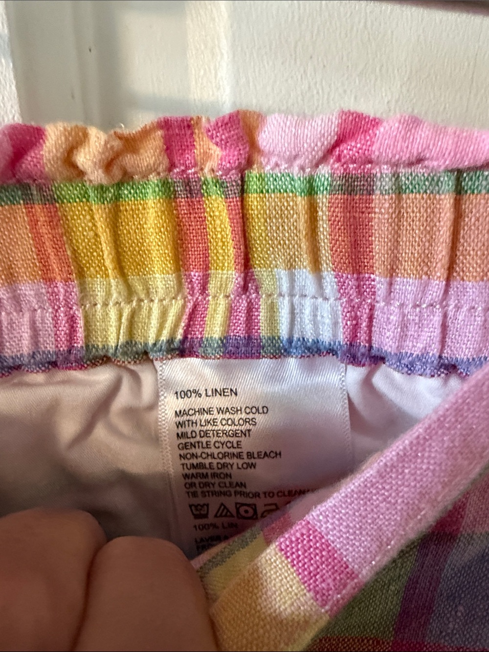 Tommy Bahama Boho Bliss 100% Linen Pink Pastel Plaid Shorts Preppy Vacation M - Picture 3 of 5